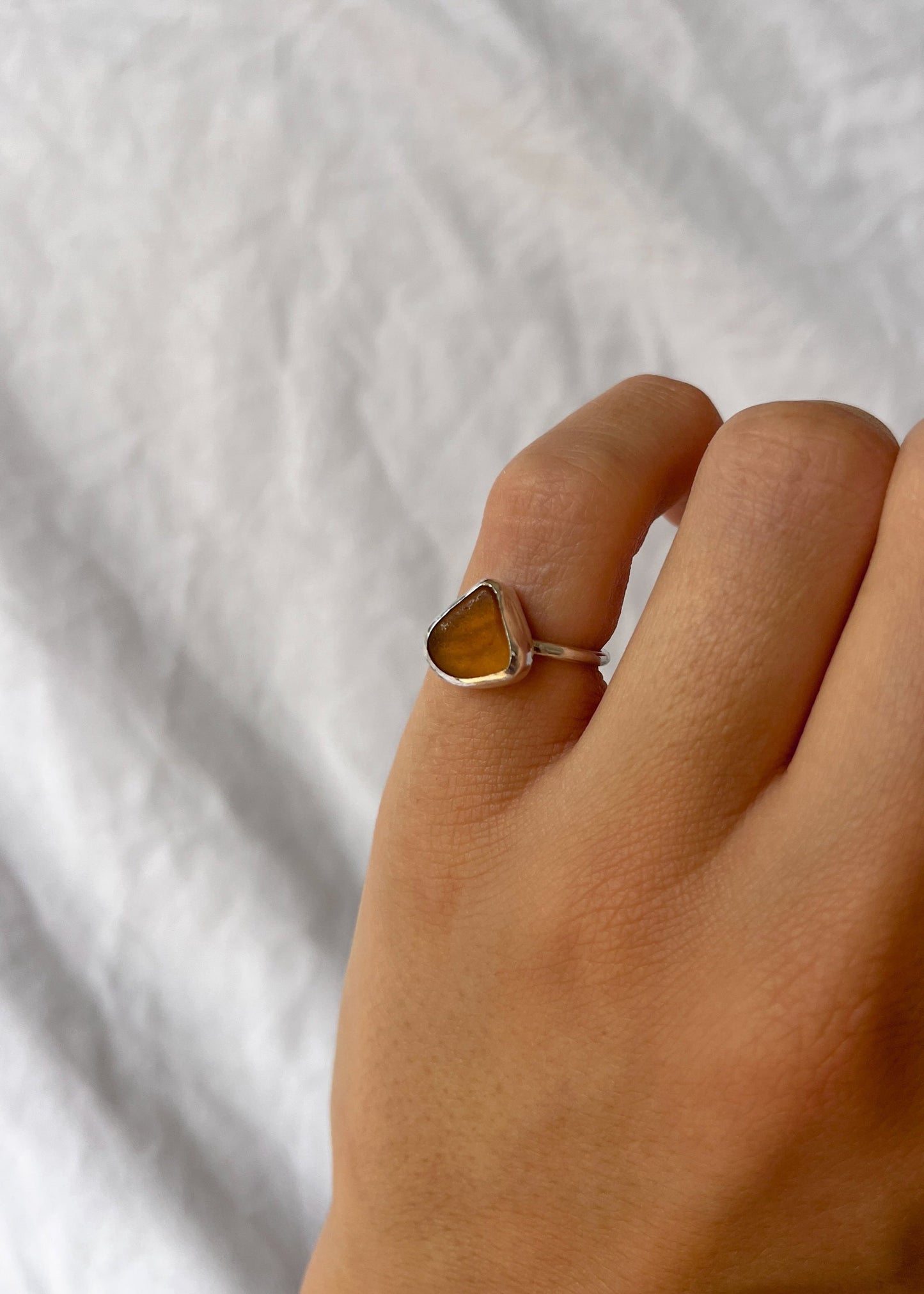 Brown Seaglass Ring 4 1/2