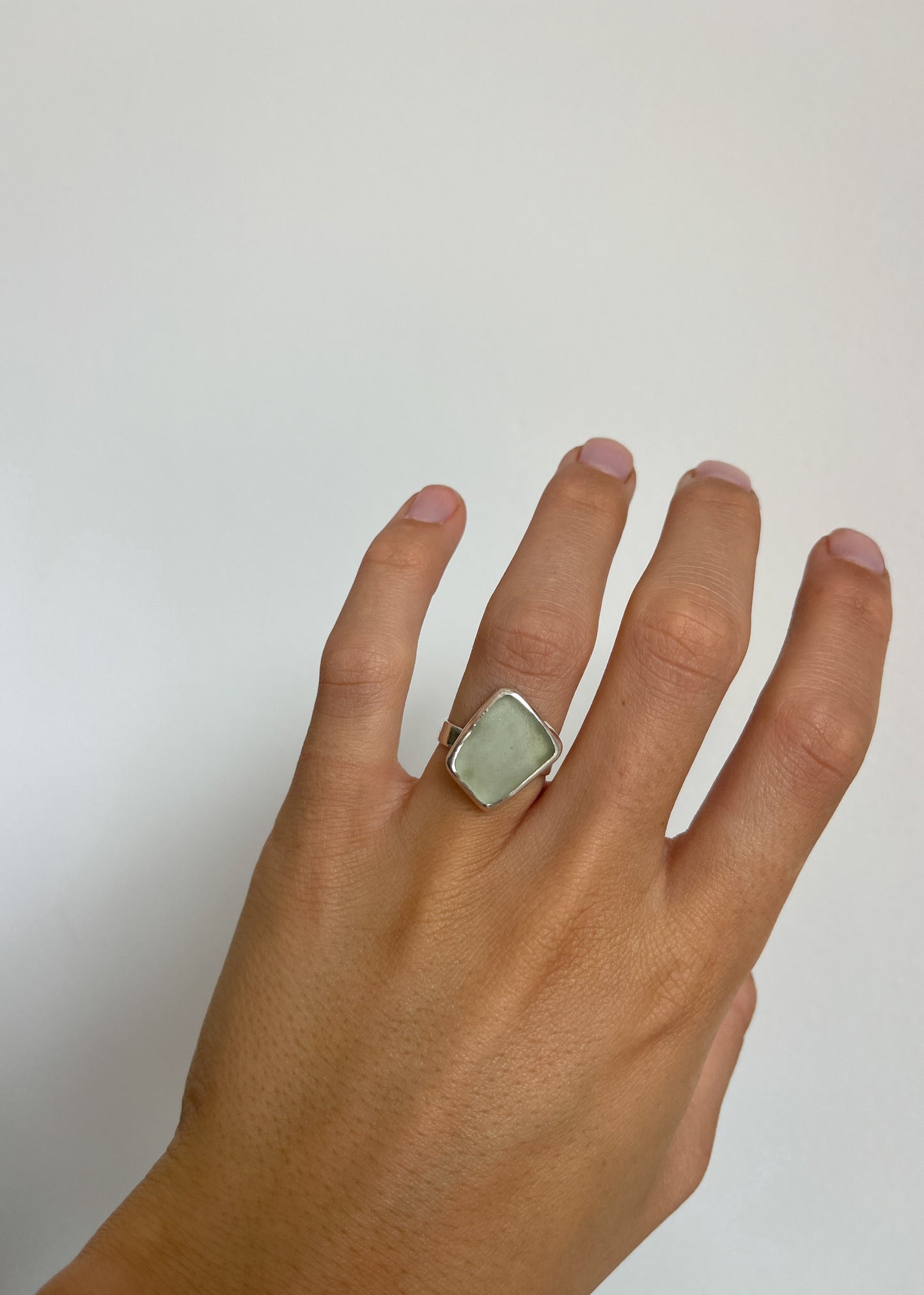 Light blue Seaglass Ring 6 3/4