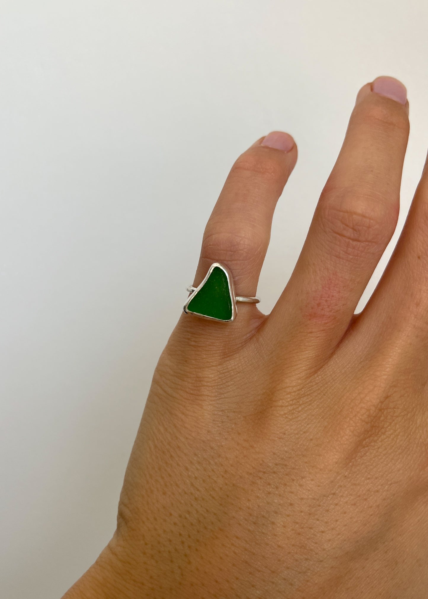 Green Seaglass Ring 5 1/4