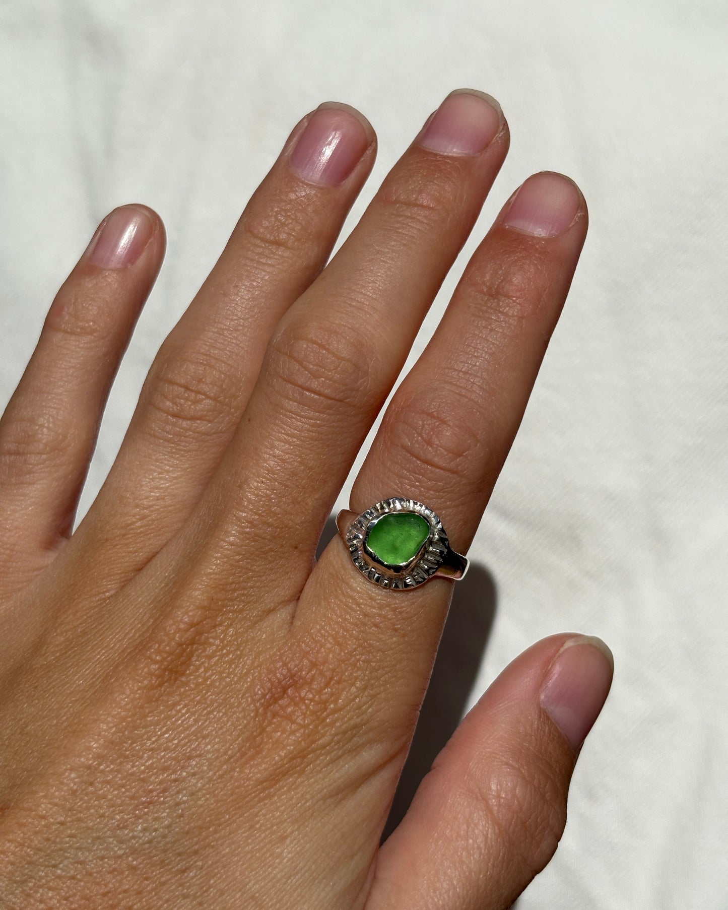 Green Seaglass Ring P 1/2
