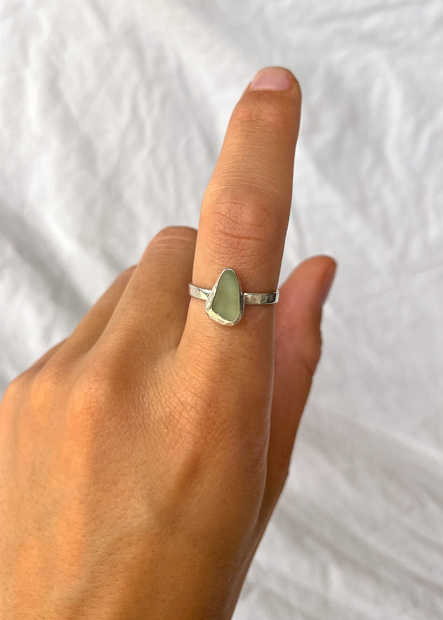 Light Blue Seaglass Ring 8 1/4