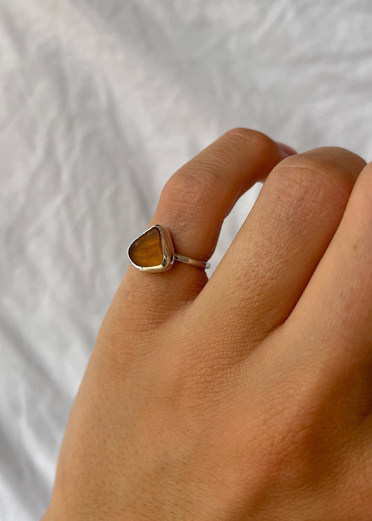 Brown Seaglass Ring 4 1/2