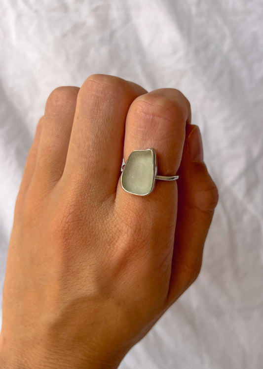 Light blue Seaglass Ring 7 1/4