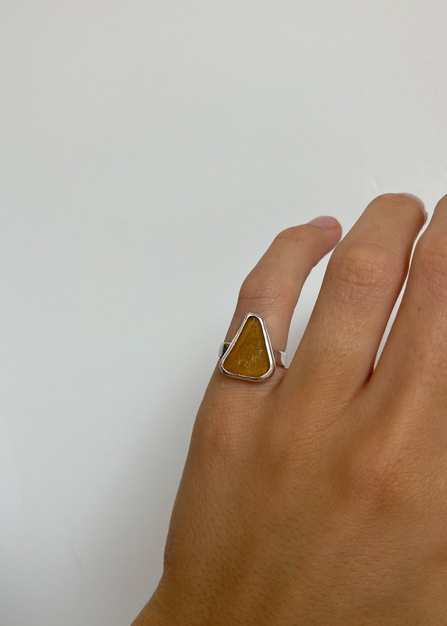 Brown Seaglass Ring 5 3/4