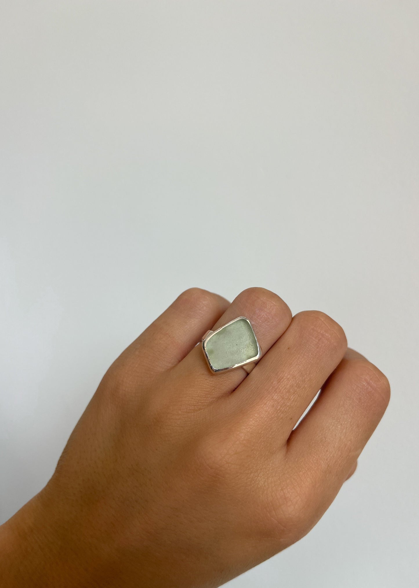 Light blue Seaglass Ring 6 3/4