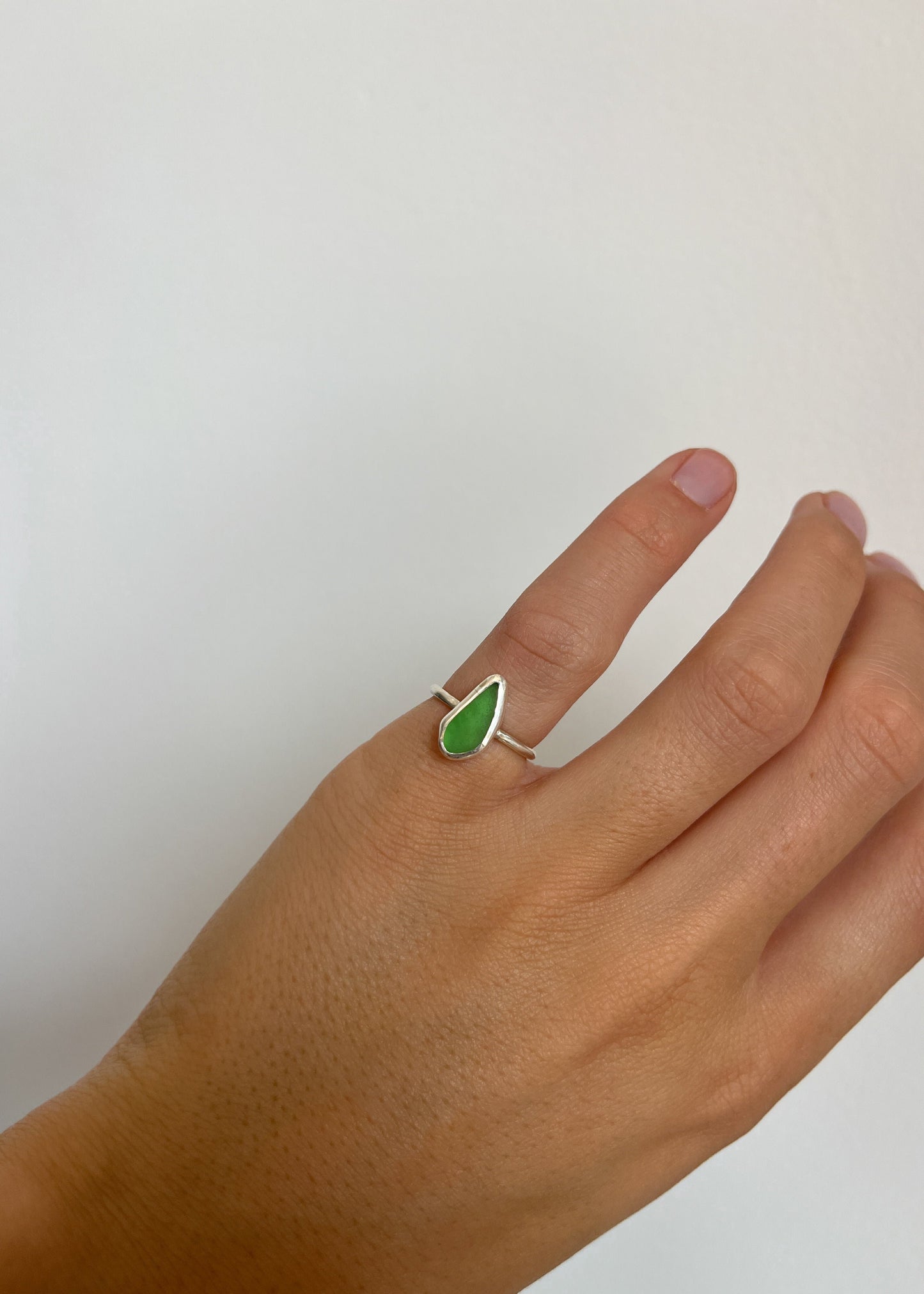 Green Seaglass Ring 4 3/4