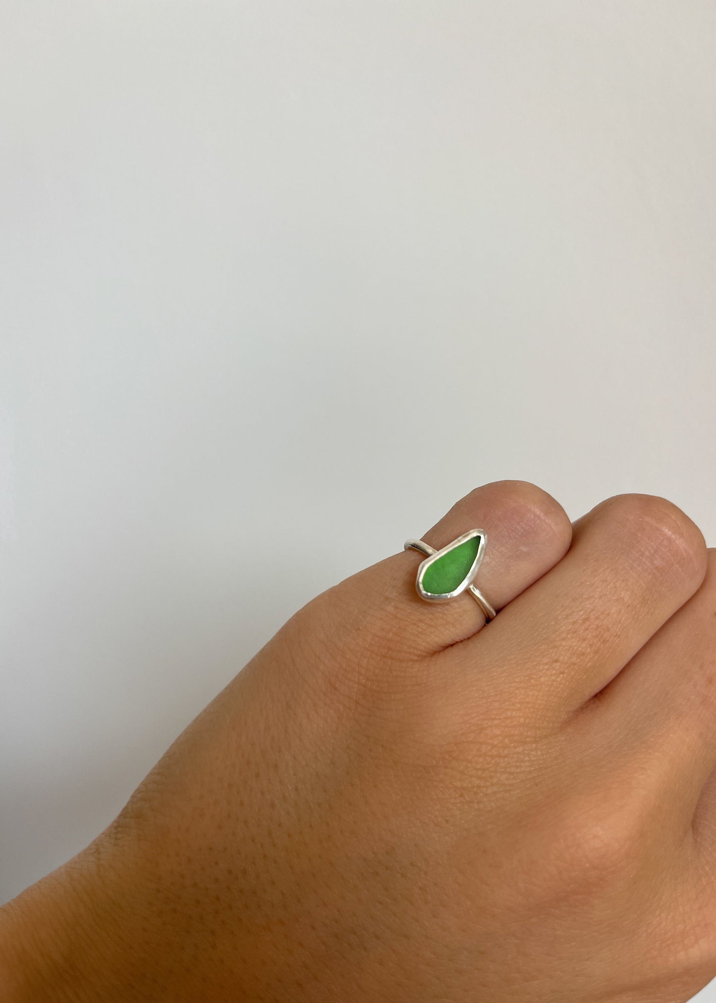 Green Seaglass Ring 4 3/4