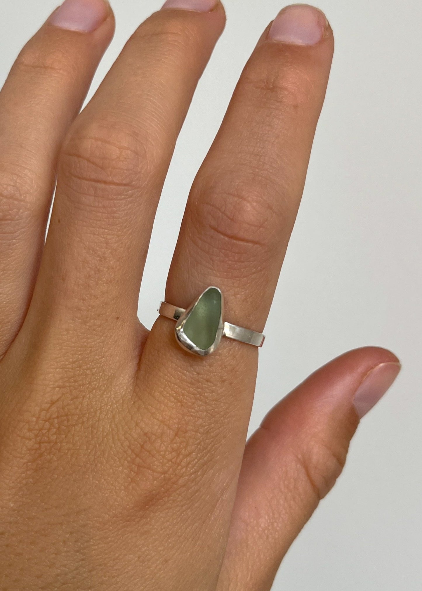 Light Blue Seaglass Ring 8 1/4