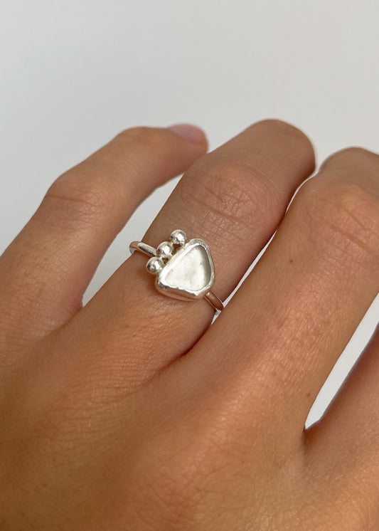 White Seaglass Ring 7 1/4