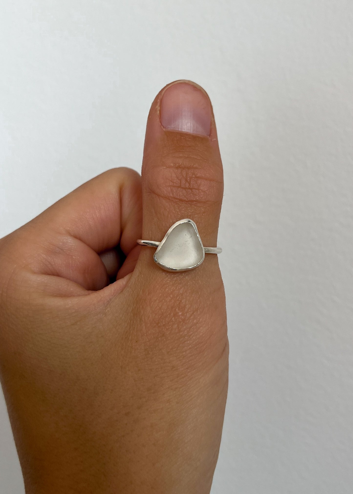 White Seaglass Ring 10 1/4