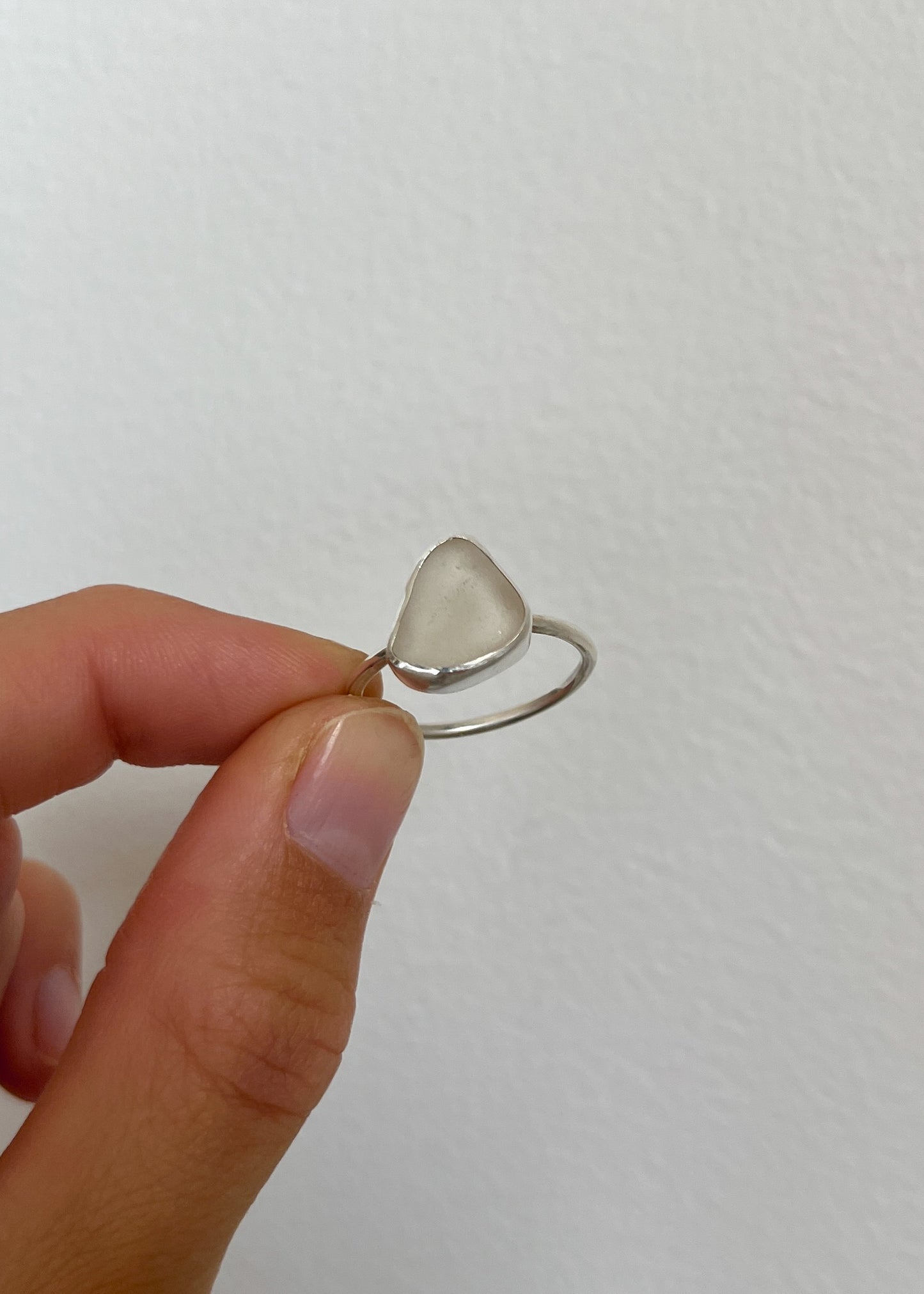 White Seaglass Ring 10 1/4