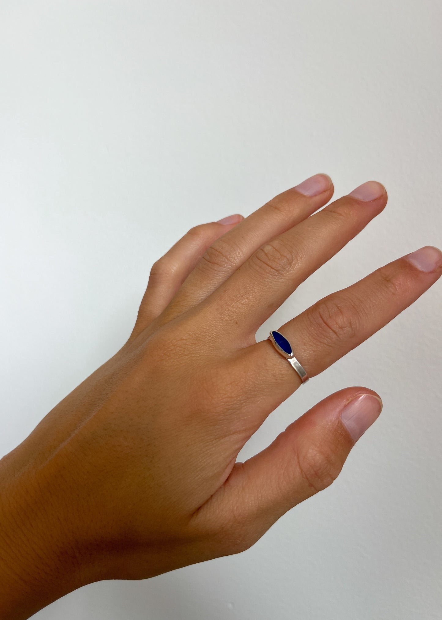 Blue Seaglass Ring 7 3/4