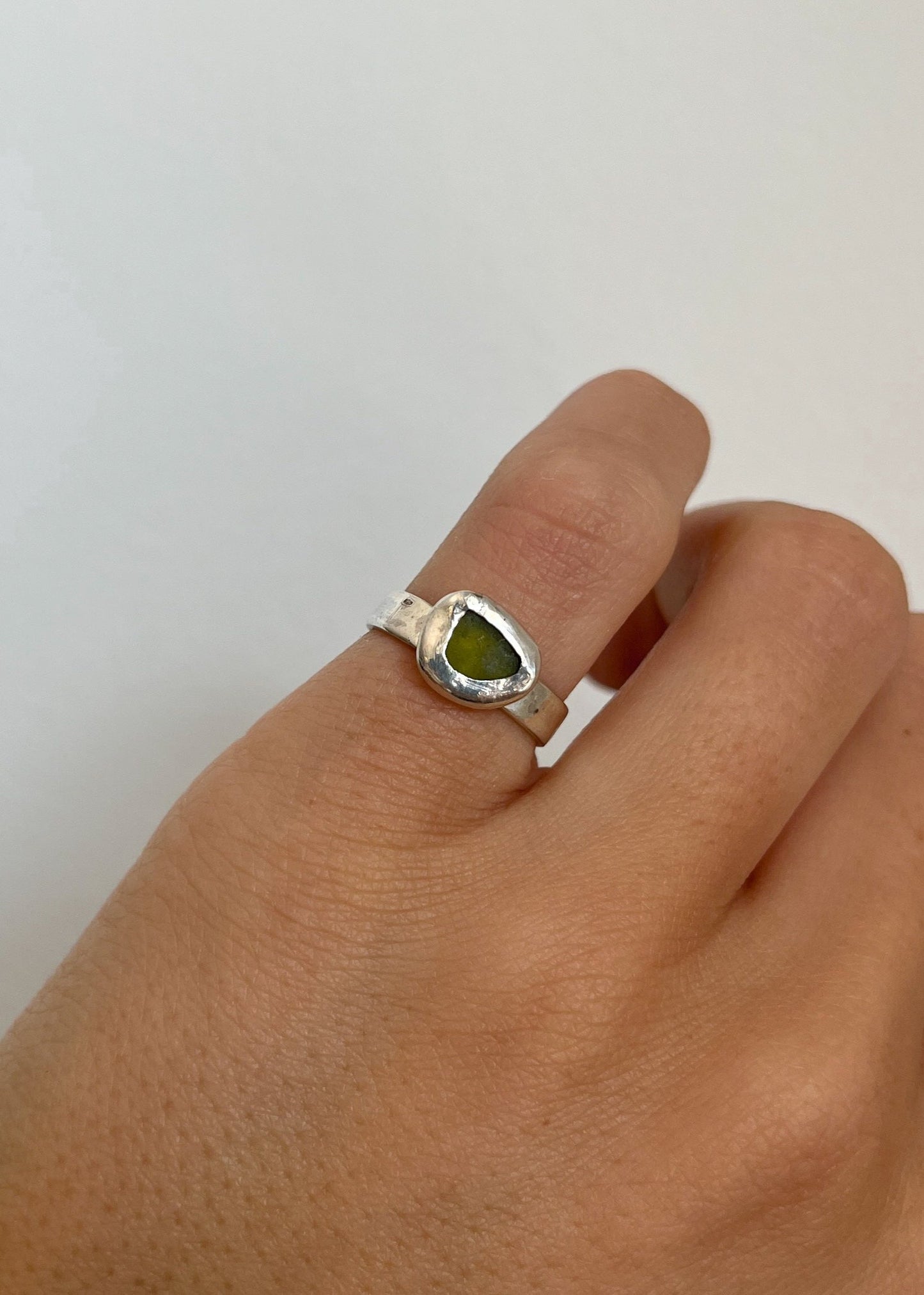 Green Seaglass Ring 5 1/4