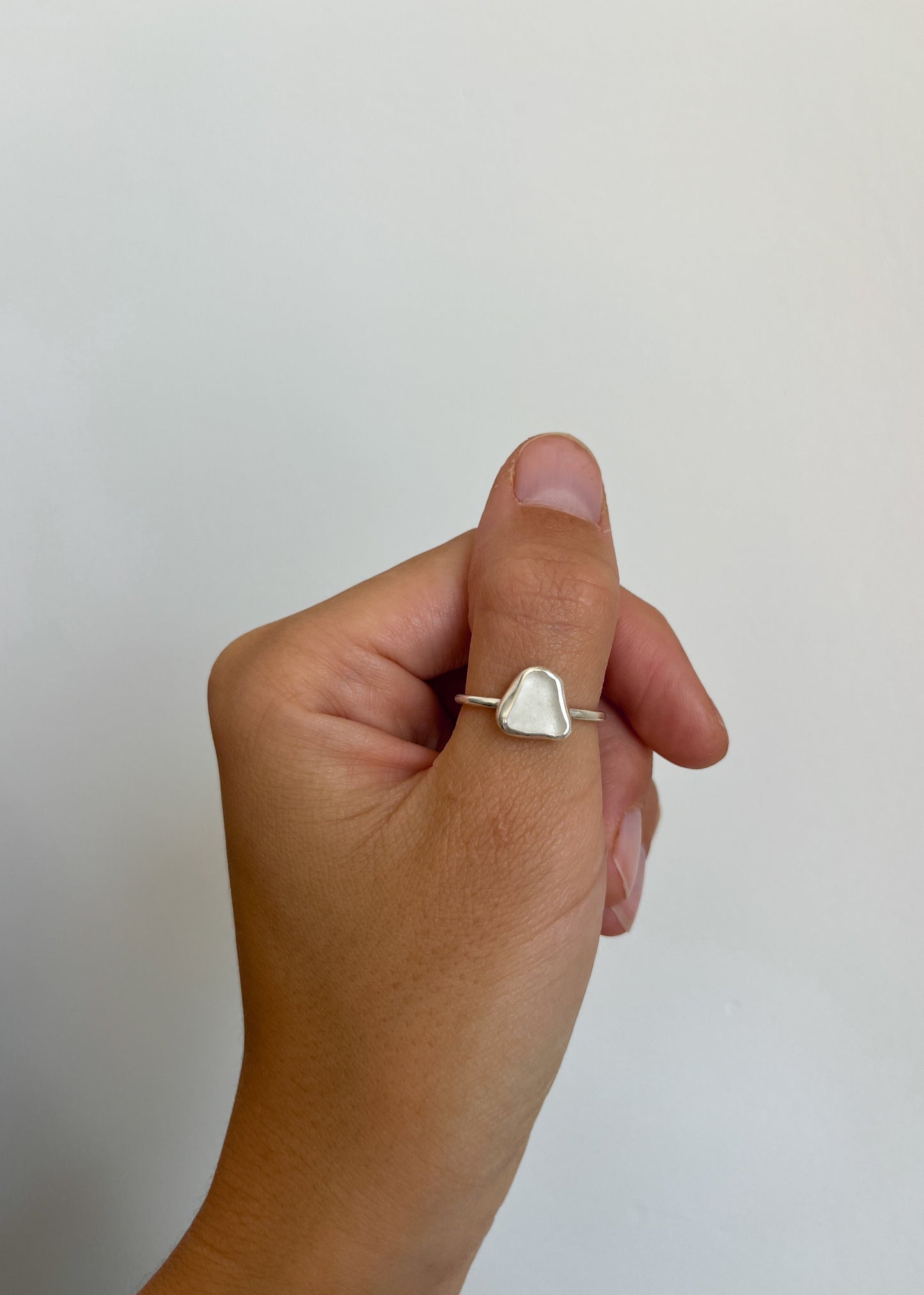 White Seaglass Ring 9 1/4