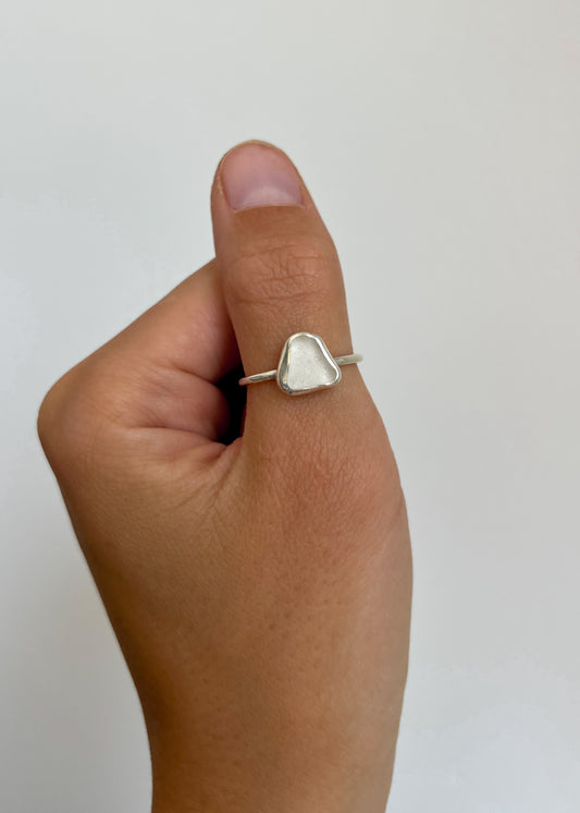 White Seaglass Ring 9 1/4