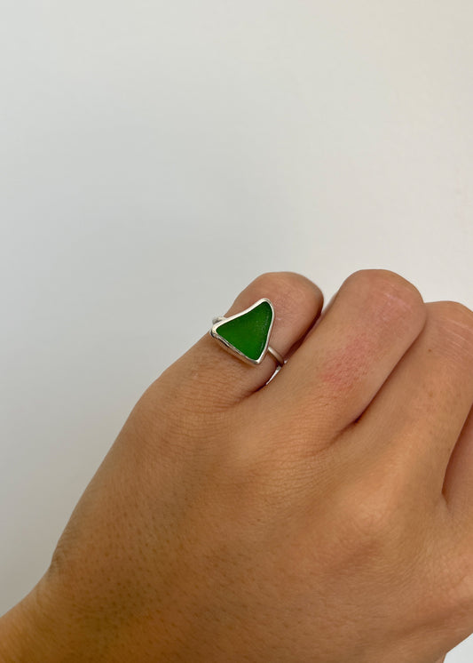 Green Seaglass Ring 5 1/4