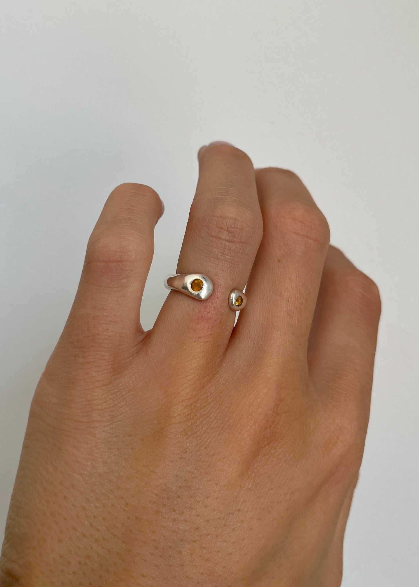 Adjustable Ring with Citrine 5 3/4