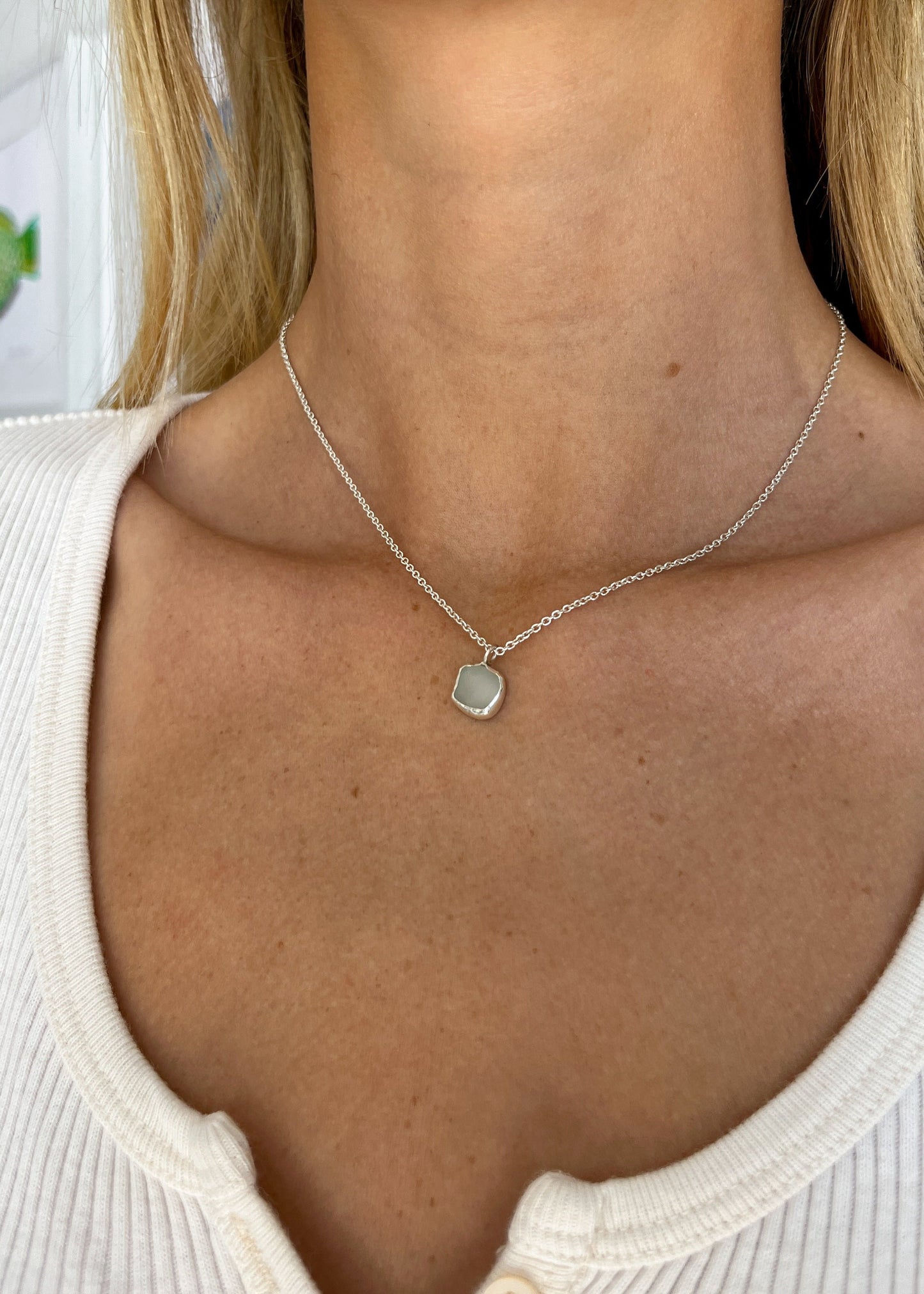 White Seaglass Necklace