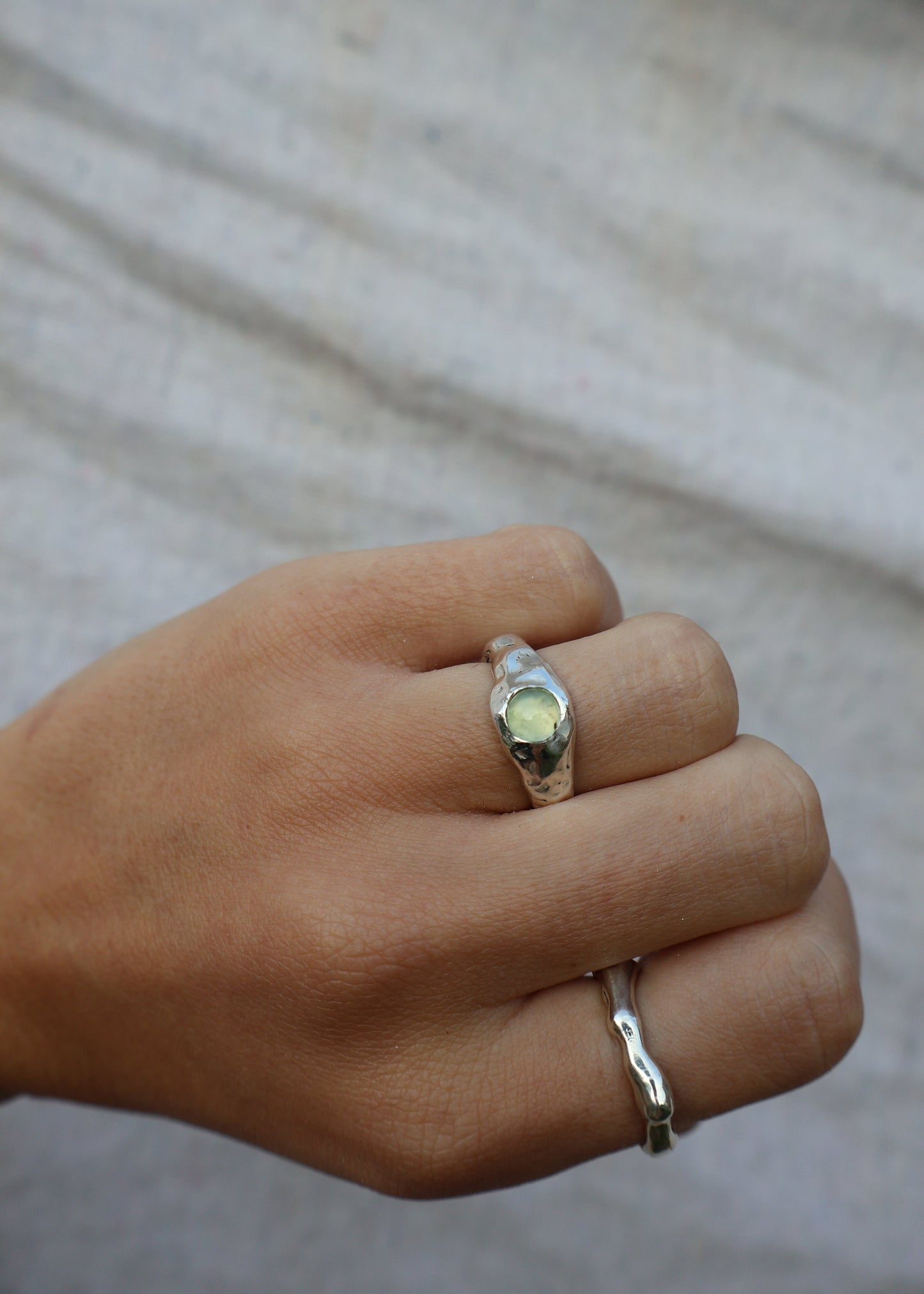 Sterling Silver Ring with Prehnite 6