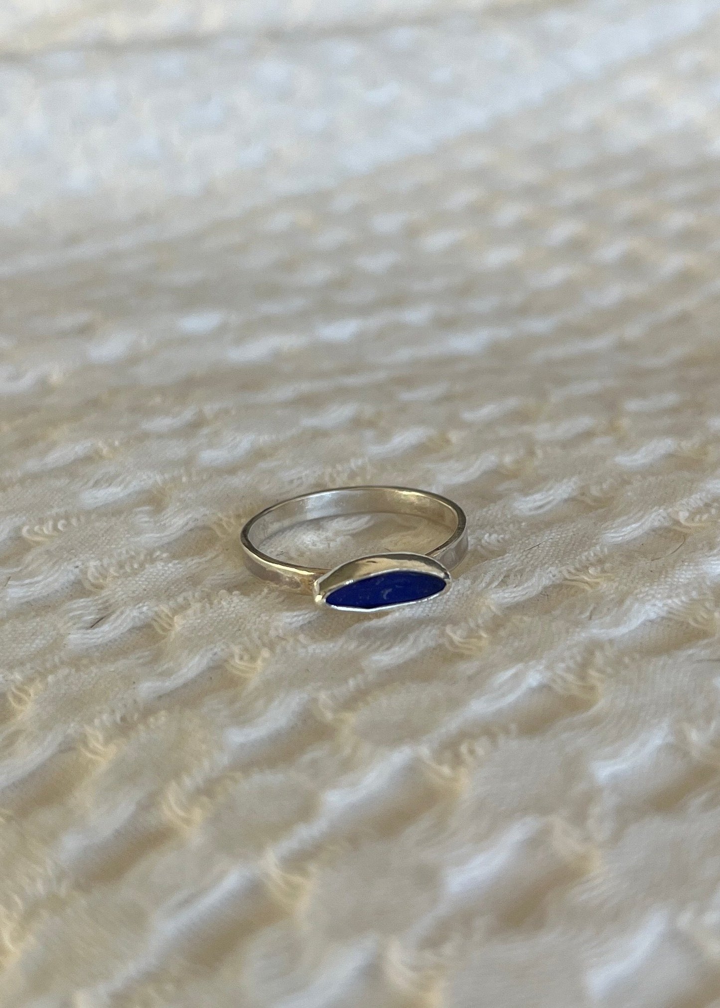 Blue Seaglass Ring 7 3/4