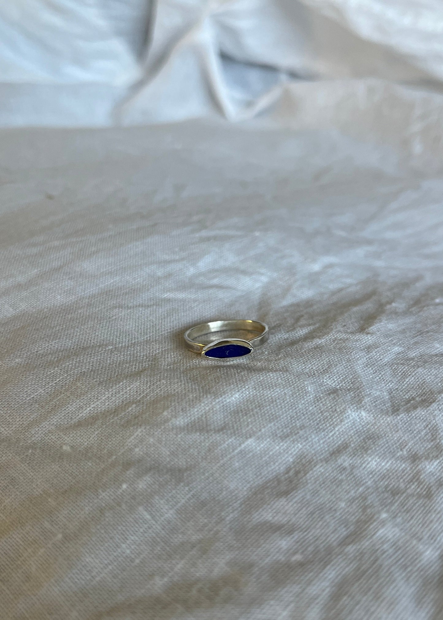 Blue Seaglass Ring 7 3/4