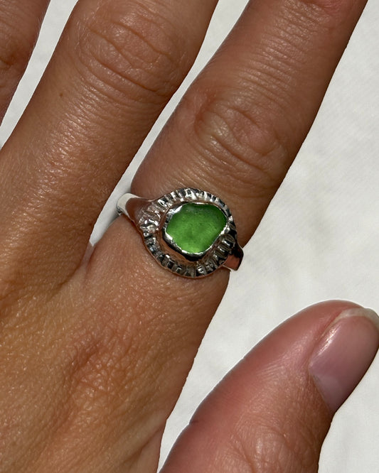 Green Seaglass Ring P 1/2